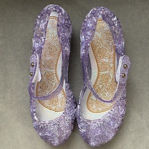 Purple sparkle jelly shoes